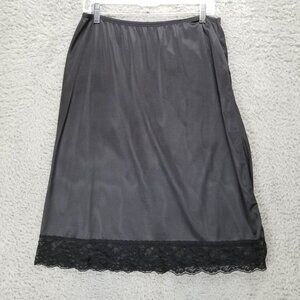 Vassarette Intimates Womens Large Black Nylon USA Made Lace Half Slip